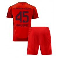 Echipament fotbal Bayern Munich Aleksandar Pavlovic #45 Tricou Acasa 2024-25 pentru copii maneca scurta (+ Pantaloni scurti)